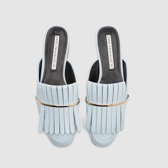 Zara Shoes - NWT Zara Sky Blue Fringe Loafers